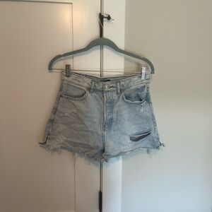 Distressed Light Blue Denim Shorts